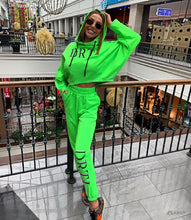 2022Winter/ Autumn Neon Two Piece Set  Casual Crop Top and Pants