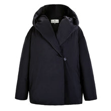 Black Down  Winter 2021 Causal Solid Thick Collar Hooded  high quality coat