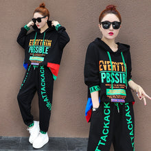 Runway TWO PIECE SET Hoodie Jogger Pants Designer Suit Women Tracksuit Patchwork Pullover Letter Print Chic