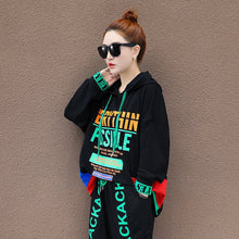 Runway TWO PIECE SET Hoodie Jogger Pants Designer Suit Women Tracksuit Patchwork Pullover Letter Print Chic