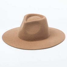 Classical Wide Brim Fedora Hat Camel Black 100% wool Women Crushable Winter /Spring /Autumn Hat