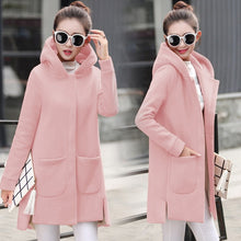 2021 Autumn Winter Women's Fleece Jacket  Long Hooded Outerwear