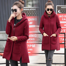 2021 Autumn Winter Women's Fleece Jacket  Long Hooded Outerwear