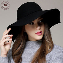 Chapeau Hot Sale Casual Fedora Cap Wide Brimmed Dome High Quality Wool Floppy Womens Black Cloche