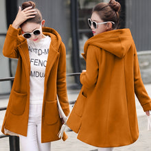 2021 Autumn Winter Women's Fleece Jacket  Long Hooded Outerwear