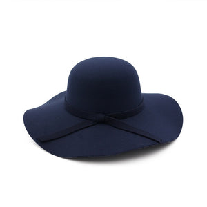 Chapeau Hot Sale Casual Fedora Cap Wide Brimmed Dome High Quality Wool Floppy Womens Black Cloche