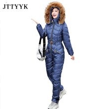 New Winter Women's Hooded Jumpsuits Parka Cotton Padded Warm Sashes Suit Straight Zipper One Piece Casual Tracksuits