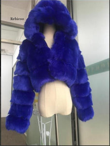 Women Soft Hooded Fur Coat Winter Faux Fox Fur Coat  High Quality Female Jacket Thick Coat