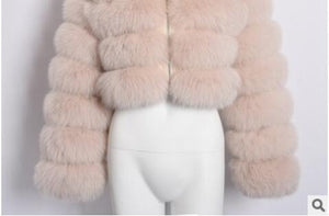 Women Soft Hooded Fur Coat Winter Faux Fox Fur Coat  High Quality Female Jacket Thick Coat