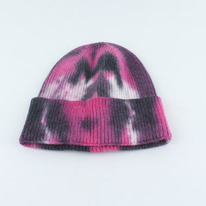 Luxury Brand Winter Tie-Dye Knitted Beanies For Women  Soft Warm Skullie