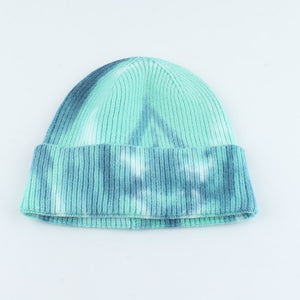 Luxury Brand Winter Tie-Dye Knitted Beanies For Women  Soft Warm Skullie