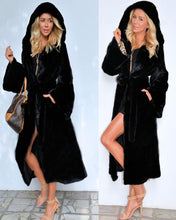 Black Thick Hooded Coat New Warm Long Faux Fox Fur  Coat Elegant Luxurious