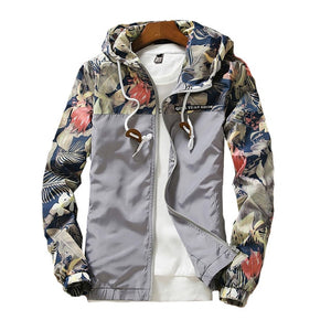 Women's Hooded Jacket 2021 Spring Autumn Floral Causal Windbreaker Women Basic Jacket Zipper Lightweight