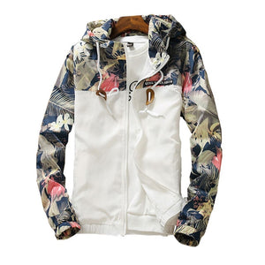 Women's Hooded Jacket 2021 Spring Autumn Floral Causal Windbreaker Women Basic Jacket Zipper Lightweight