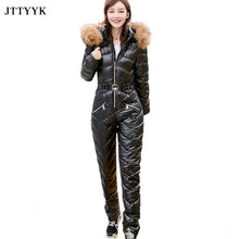 New Winter Women's Hooded Jumpsuits Parka Cotton Padded Warm Sashes Suit Straight Zipper One Piece Casual Tracksuits