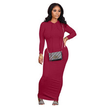 Sexy Knitted Bodycon Maxi Dress Long Sleeve Hooded Fall Dress