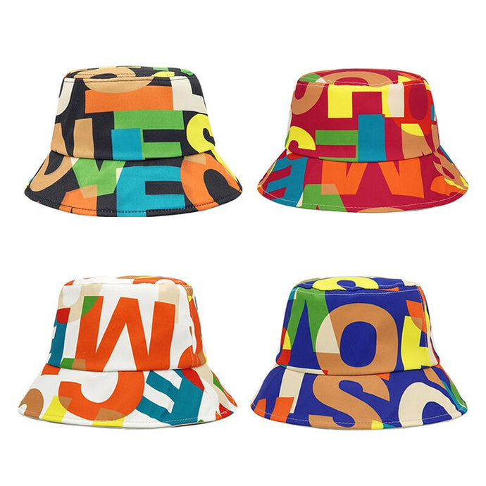 New Letter Print Cotton Bucket Hat Fashion