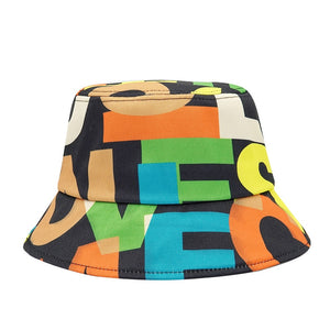 New Letter Print Cotton Bucket Hat Fashion