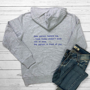 Dear Person Behind Me Hoodies Casual  Long Sleeve Hooded Sweatshirts Women Pullovers