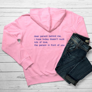 Dear Person Behind Me Hoodies Casual  Long Sleeve Hooded Sweatshirts Women Pullovers