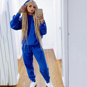 2022 Womens Tracksuit Set  Long Sleeve Hoodie+Pant 2 Piece Set