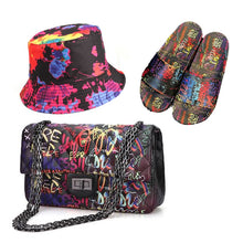 r Graffiti Hat And Slippers Set Designer Sandals With Handbags  Women Shoes