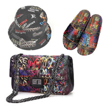 r Graffiti Hat And Slippers Set Designer Sandals With Handbags  Women Shoes