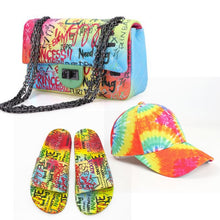 r Graffiti Hat And Slippers Set Designer Sandals With Handbags  Women Shoes