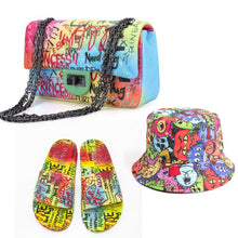 r Graffiti Hat And Slippers Set Designer Sandals With Handbags  Women Shoes