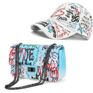 r Graffiti Hat And Slippers Set Designer Sandals With Handbags  Women Shoes