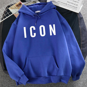 ICON Print Hoodie 2021 Autumn Winter Hooded Sweatshirt Casual  Warm Oversized Tracksuit