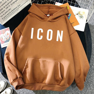 ICON Print Hoodie 2021 Autumn Winter Hooded Sweatshirt Casual  Warm Oversized Tracksuit