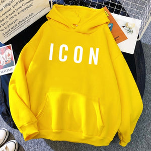 ICON Print Hoodie 2021 Autumn Winter Hooded Sweatshirt Casual  Warm Oversized Tracksuit