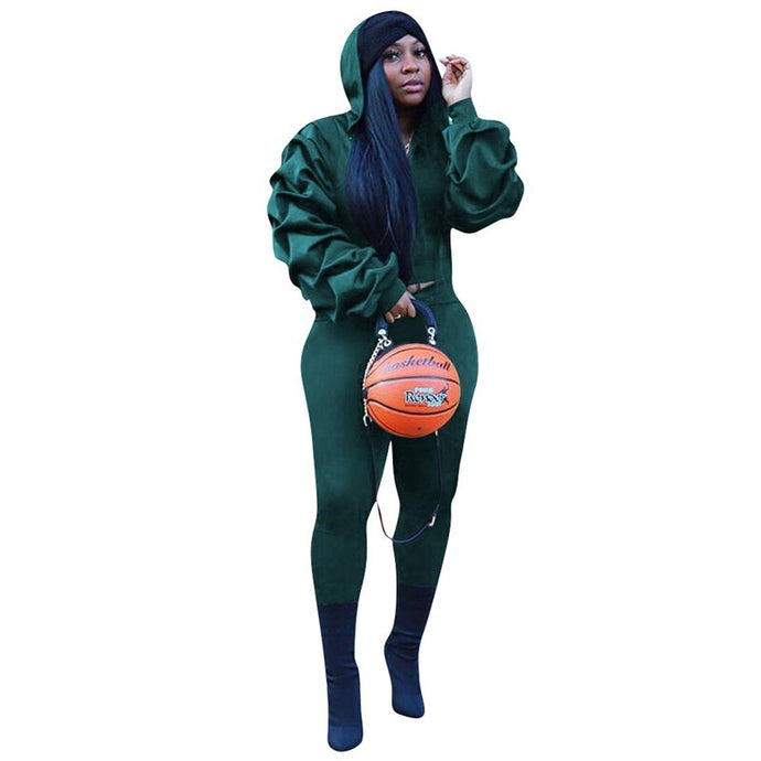 Hooded Tracksuit 2 Piece Winter  Casual Sweatshirt Sport Set