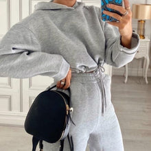 Fleece Tracksuits Women's Solid Hoodie Two Piece Set 2021 Spring Autumn Elastic Waist Sweatshirts Female Casual Sport Suit