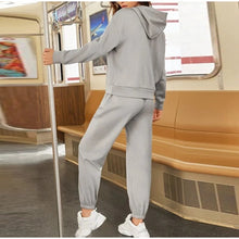 Letter Print Fleece Hoodie 2 Piece Set Full Sleeve Hooded Long Sweat pant Tracksuit Loose Casual Autumn/Winter