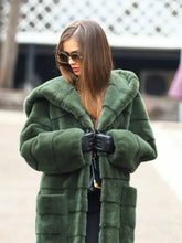 2021 Casual Faux Fur Coat  Hooded Thick Warm Long Faux Rabbit Fur Coat