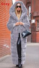 2021 Casual Faux Fur Coat  Hooded Thick Warm Long Faux Rabbit Fur Coat