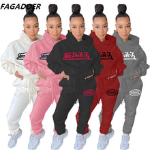 Casual Sporty 2 Piece Set Autumn Winter Tracksuit Women Von Dutch Hoodie