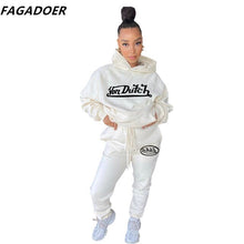 Casual Sporty 2 Piece Set Autumn Winter Tracksuit Women Von Dutch Hoodie