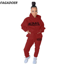 Casual Sporty 2 Piece Set Autumn Winter Tracksuit Women Von Dutch Hoodie