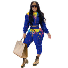 Splash-ink Print Sweat Suit Hoodie Sweatshirt and Sweatpants Set