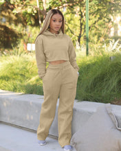 New Hooded Tracksuit  Wide Leg Pant thick 2 Piece Set