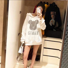 Crystal  Graphic Hoodie Oversized Sweatshirt  Diamond Letter Printed Bear