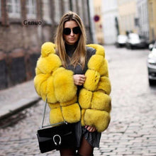 Luxury Faux Fox Fur Coat Women Short Winter Jacket with Big Fur Hood Thick Warm Overcoat 2021 New Fashion Flurry Fake Fur Coats