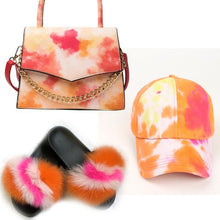 Colorful Hat With Real Fox Fur Slides And Matching Bag