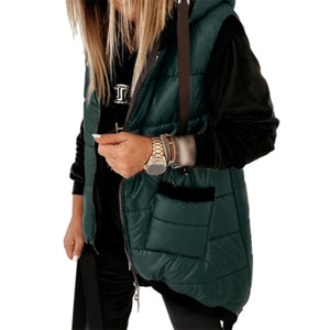 Warm Women's Long Vest  Hooded  Autumn Winter Casual jacket