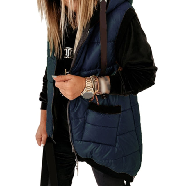 Warm Women's Long Vest  Hooded  Autumn Winter Casual jacket