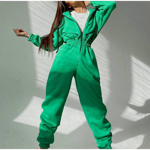 Casual Women Hoodie Two Piece Sets Zipper Drawstring Jacket Outerwear And Elastic Pencil Pant Suit Autumn Winter Tracksuit