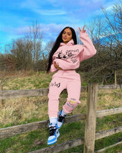 Two Piece Sets Women Hoodies Long Sleeve Tracksuits Casual Hooded Collar Figure Letter print oversized Sweatsuit Set